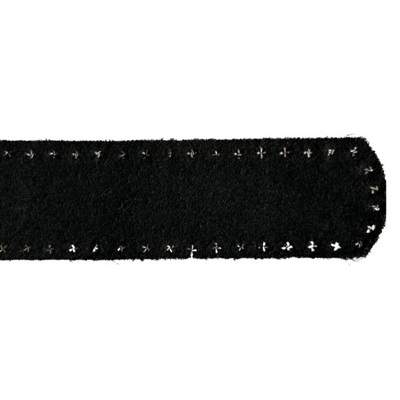 Cache bejeweled buckle, cowgirl belt, black leather studded, sz S, EUC vintage - Picture 9 of 13